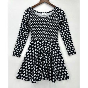 Rainbow Rules Skater Dress Womens Pullover Long Sleeve Mickey Black White XS